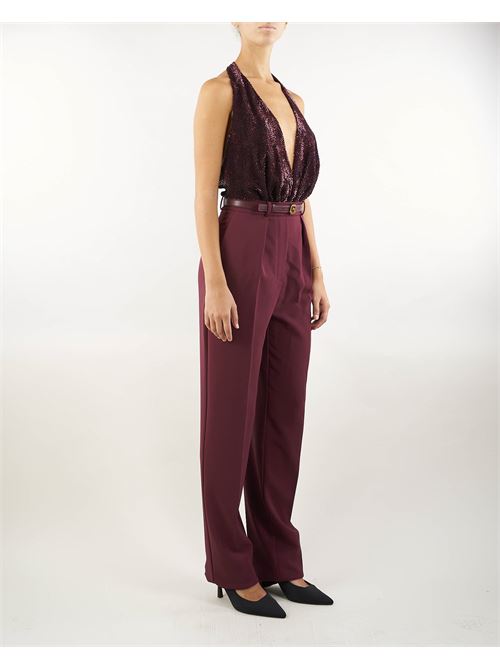 Jumpsuit in crêpe and tulle fabric embroidered with sequins Elisabetta Franchi ELISABETTA FRANCHI | Suit | TU02447E2CG3